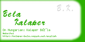 bela kalaper business card